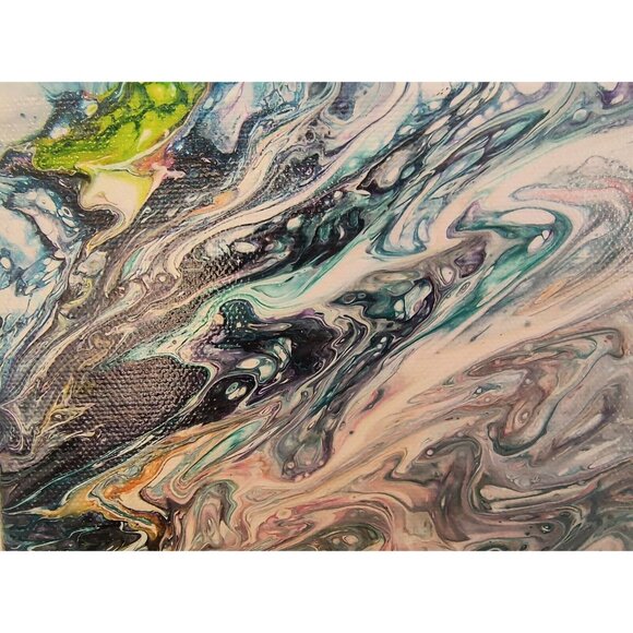 SET/2 Coastal Waves Flow Fluid Art, Hand Painted, Swipe and Spin Abstract, EUC - Picture 5 of 16